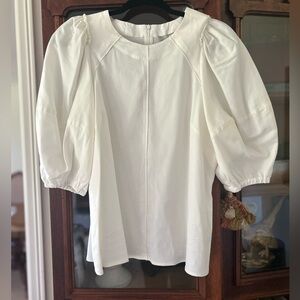 Rachel Comey White Cream Blouse with Puff Sleeves Sz 12